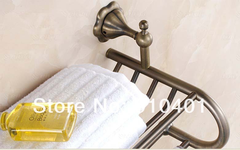 NEW Wholesale and retail Promotion Moder Antique Bronze Wall Mounted Towel Rack Holder Dual Towel Bars Classic Art