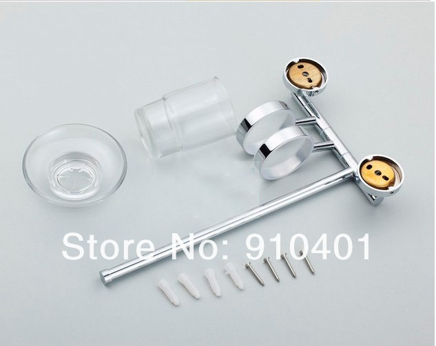 Wholdsale And Retail Promotion NEW Bathroom Accessory Set Brass Toothbrush Holder Cup + Soap Dish +Towel Bar