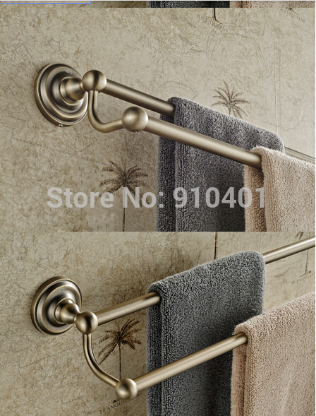 Wholdsale And Retail Promotion NEW Bathroom Antique Brass Wall Mounted Towel Rack Holder Dual Towel Bar Hangers