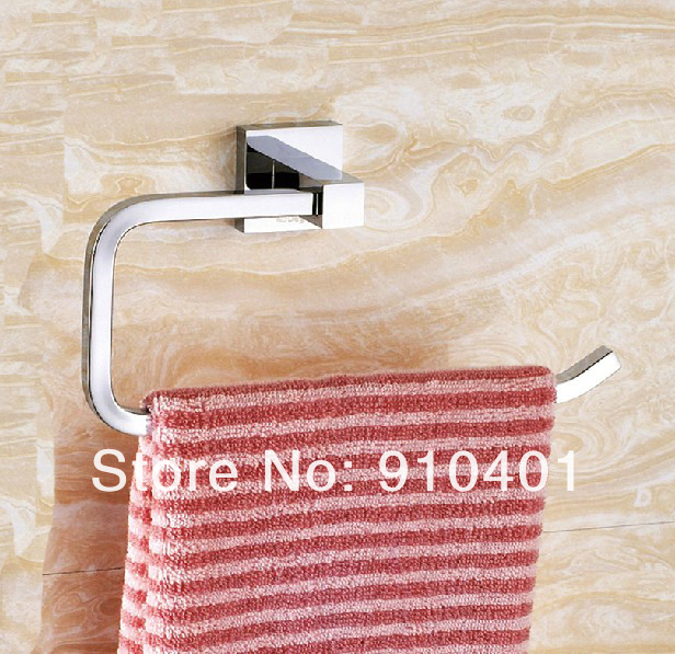 Wholdsale And Retail Promotion NEW Polished Chrome Brass Wall Mounted Towel Ring Towel Rack Holder Square Style