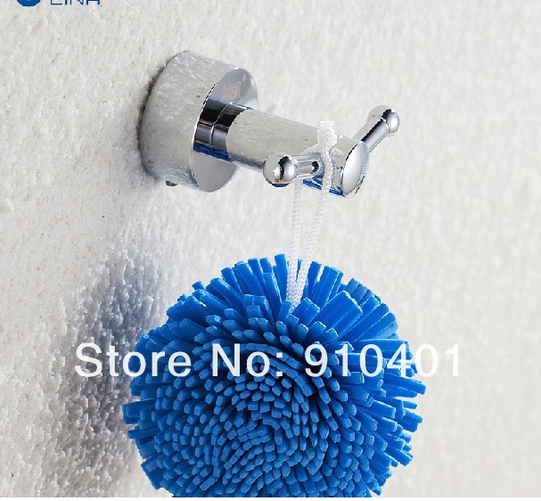 Wholesale And Promotion Round Base Wall Mounted Bathroom Towel Holder Dual Hooks Hanger Chrome Finish