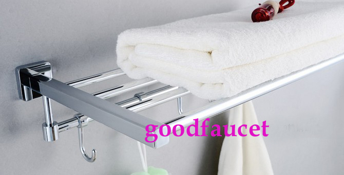 Wholesale And Retail NEW Luxury Bathroom Wall Mounted Towel Racks Shelf Chrome Brass Towel Holder With Towel Bar