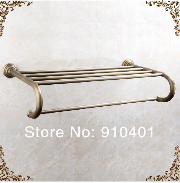 Wholesale And Retail Promotion Antique Brass Bath Wall Mounted Chrome Clothes Towel Racks Shelf W/ Towel Bar