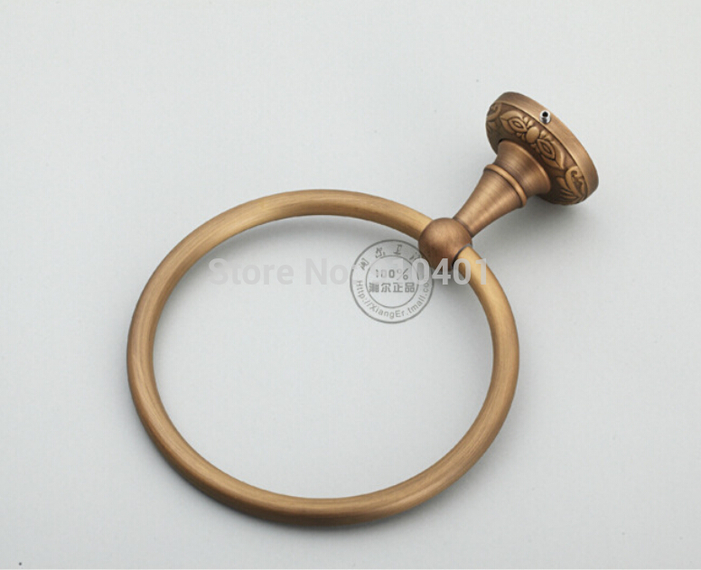 Wholesale And Retail Promotion Antique Brass Embossed Bathroom Towel Rack Holder Round Towel Ring Towel Hangers