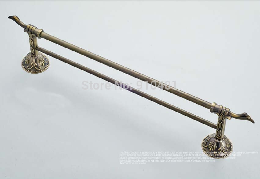Wholesale And Retail Promotion Antique Bronze Bathroom Embossed Towel Rack Holder Wall Mounted Dual Towel Bars