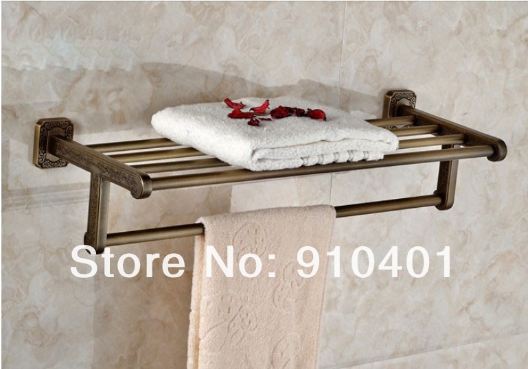 Wholesale And Retail Promotion Bathroom Antique Brass Wall Mounted Towel Rack Holder With Towel Bar Wall Mount