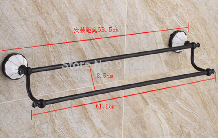 Wholesale And Retail Promotion Bathroom Oil Rubbed Bronze Brass Wall Mounted Towel Rack Holder Dual Towel Bars