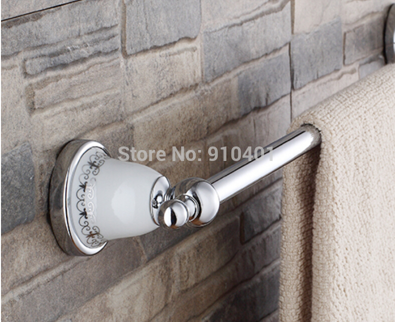 Wholesale And Retail Promotion Ceramic Chrome Brass Wall Mounted Batrhoom Towel Rack Holder Single Towel Bar