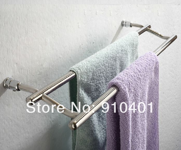 Wholesale And Retail Promotion Chrome Brass 24" Length Wall Mounted Bathroom Towel Rack Holder Dual Towel Bars