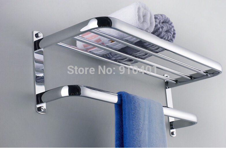 Wholesale And Retail Promotion Chrome Brass Bathroom Towel Rack Holder Clothe Shelf Towel Bar Holder Wall Mount