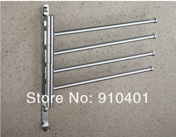 Wholesale And Retail Promotion  Chrome Brass Bathroom Wall Mounted Towel Bars Swivel Spout 4 Bars Towel Holder
