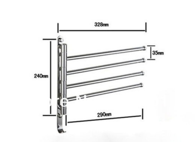 Wholesale And Retail Promotion  Chrome Brass Bathroom Wall Mounted Towel Bars Swivel Spout 4 Bars Towel Holder