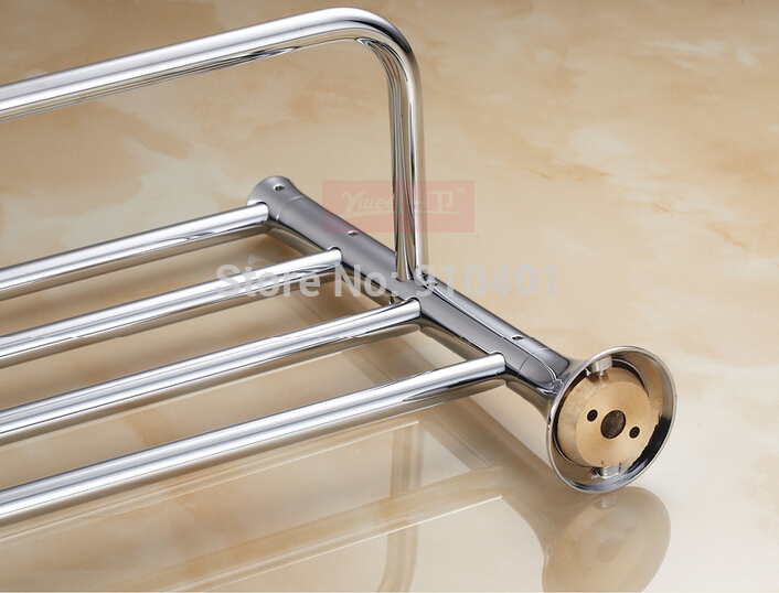 Wholesale And Retail Promotion Chrome Brass Brand New Towel Rack Holder Wall Mounted Bathroom Towel Bar Hanger