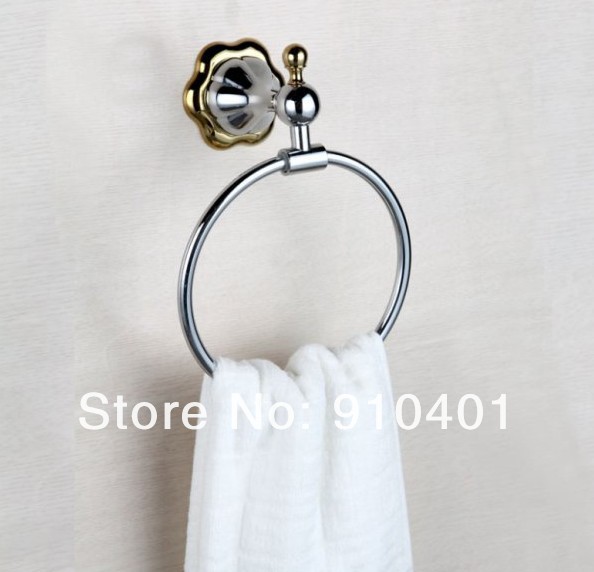 Wholesale And Retail Promotion Chrome Brass Wall Mounted Bathroom Towel Rack Holder Euro Towel Ring Bar Holder