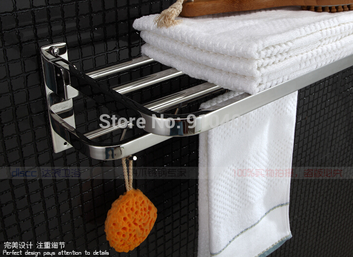 Wholesale And Retail Promotion Chrome Brass Wall Mounted Bathroom Towel Rack Holder Foldable Towel Bar Hooks