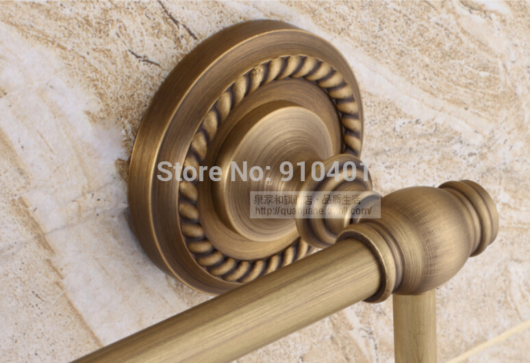 Wholesale And Retail Promotion Classic Antique Brass Bathroom Towel Rack Holder Dual Towel Bars Wall Mounted