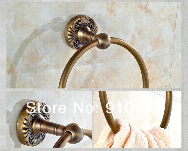 Wholesale And Retail Promotion Flower Carved Antique Bronze Towel Ring Hanging Ring Towel Holder Towel Hanger