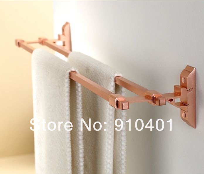 Wholesale And Retail Promotion Luxury Bathroom Aluminium Red Color Wall Mounted Towel Racks Dual Towel Holder