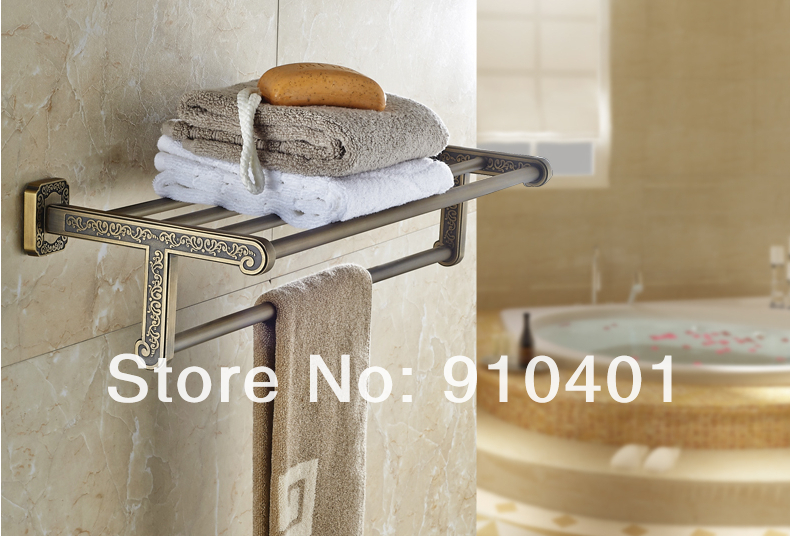 Wholesale And Retail Promotion Luxury Bathroom Hotel Bathroom Shelf Towel Rack Holder Towel Bar Antique Brass