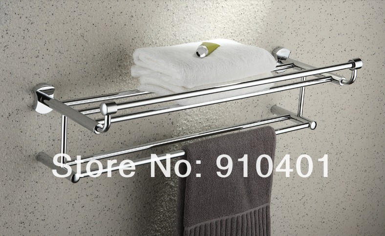 Wholesale And Retail Promotion  Luxury Chrome Brass Clothes Towel Racks Holder Bathroom Shelf With Towel Bars