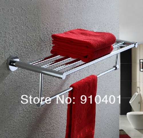 Wholesale And Retail Promotion  Luxury Polished Chrome Brass Wall Mounted Bathroom Towel Rack Tower Shelf Holder