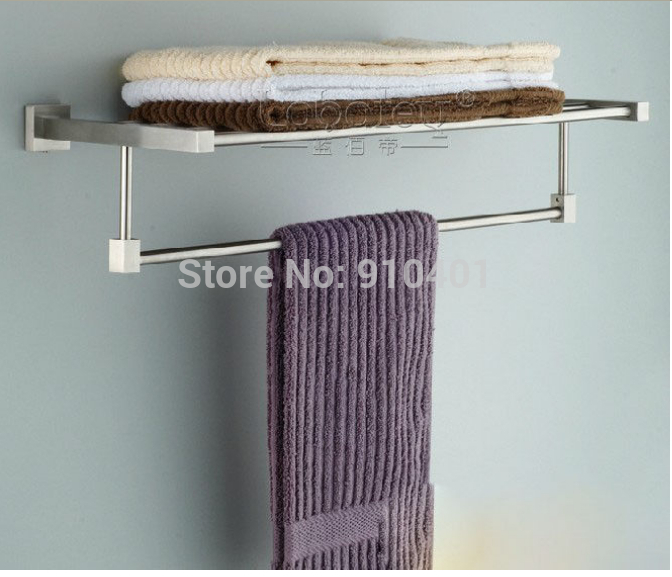 Wholesale And Retail Promotion Luxury Wall Mounted Brushed Nickel Towel Rack Shelf Towel Bar Holder Bath Shelf