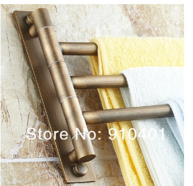 Wholesale And Retail Promotion  Modern Antique Brass Wall Mounted Bathroom Towel Rack Holder Swivel 3 Towel Bars