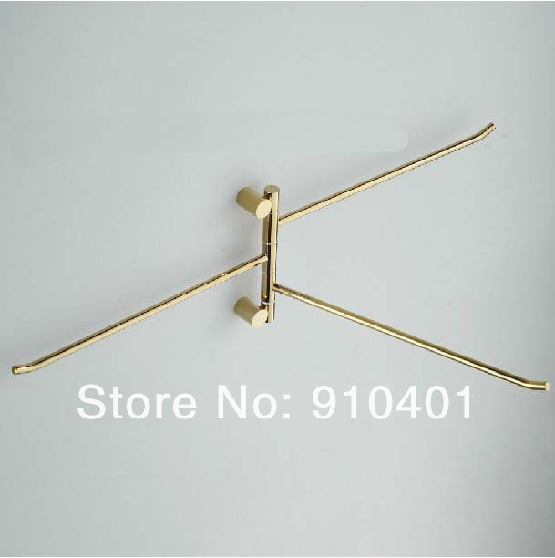 Wholesale And Retail Promotion Modern Golden Brass Wall Mounted Bathroom Towel Rack Swivel 3 Towel Bars Holder