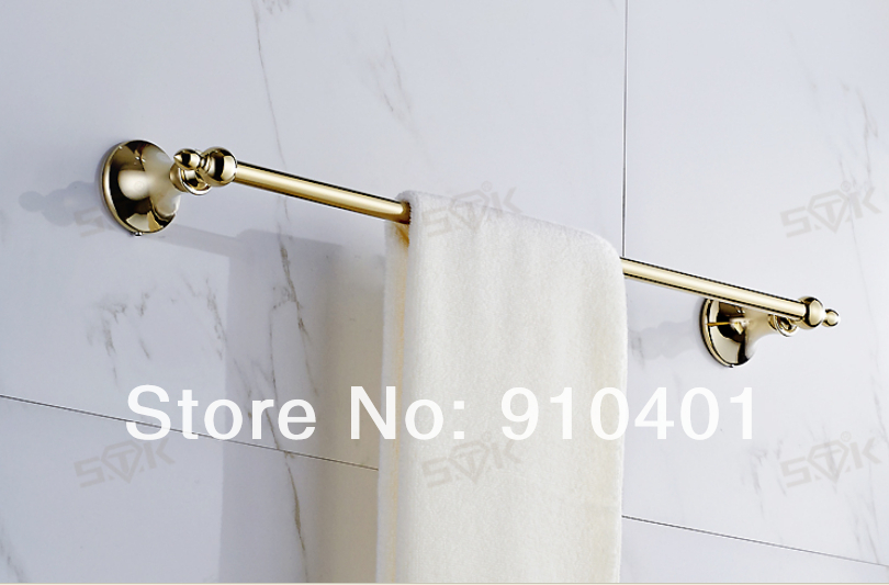 Wholesale And Retail Promotion Modern Golden Brass Wall Mounted Bathroom Towel Rack Towel Bar Bath Accessories