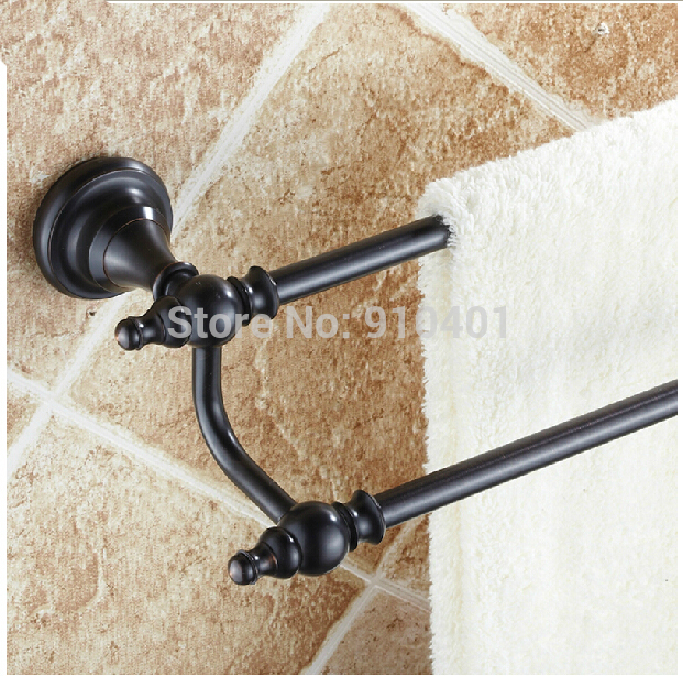 Wholesale And Retail Promotion Modern Luxury Oil Rubbed Bronze Towel Rack Holder Dual Towel Bars Wall Mounted
