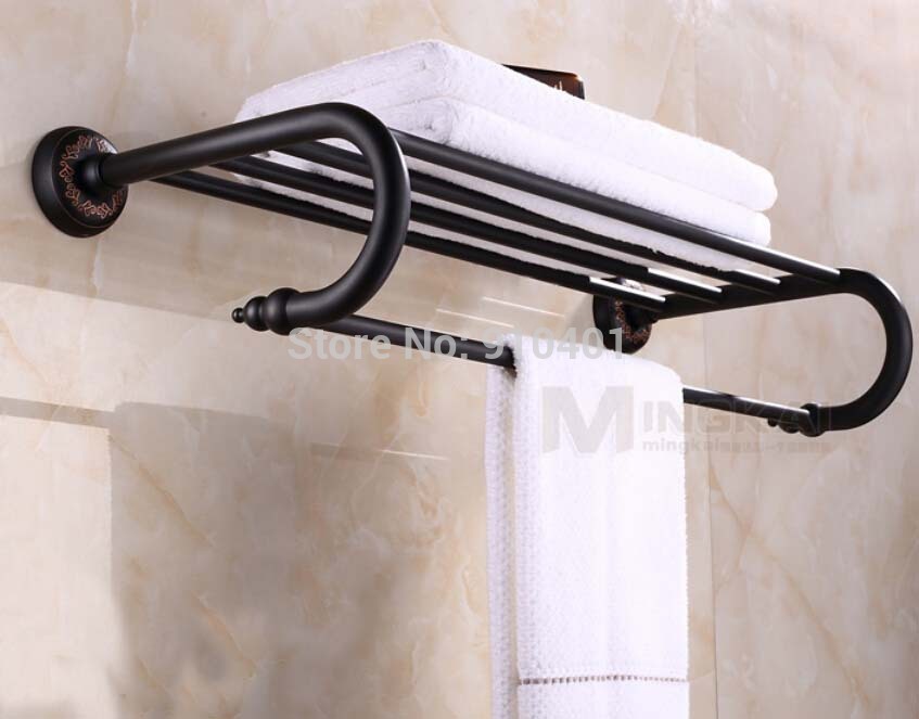Wholesale And Retail Promotion Modern Oil Rubbed Bronze Bathroom Hotel Towel Rack Holder Bath Shelf Towel Bar