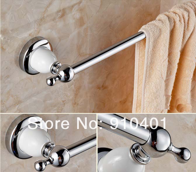 Wholesale And Retail Promotion Modern Wall Mounted Bathroom White Painting Chrome Towel Holder Towel Bar Holder