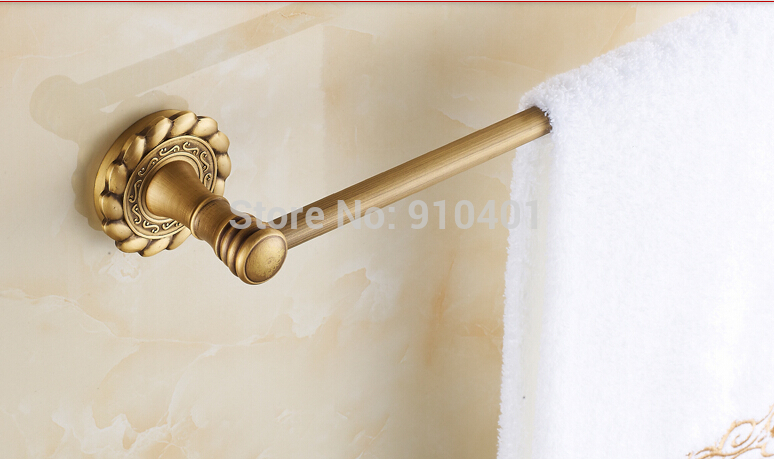 Wholesale And Retail Promotion NEW Antique Brass Embossed Art Carved Towel Rack Holder Single Towel Bar Hanger