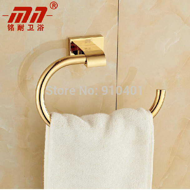 Wholesale And Retail Promotion NEW Golden Brass Wall Mounted Towel Rack Holder Bathroom Towel Hanger Towel Bar