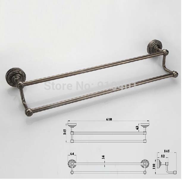 Wholesale And Retail Promotion NEW Luxury Wall Mounted Bathroom Hotel Towel Rack Holder Dual Towel Bars Antique
