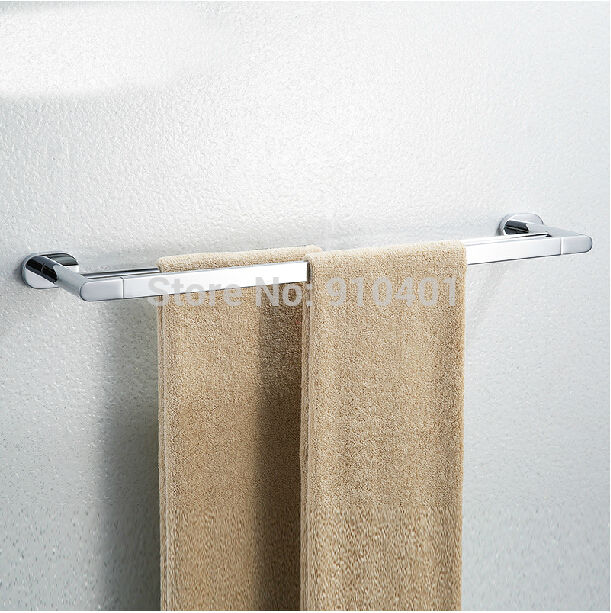 Wholesale And Retail Promotion NEW Modern Chrome Brass Wall Mounted Bathroom Towel Rack Holder Dual Towel Bars