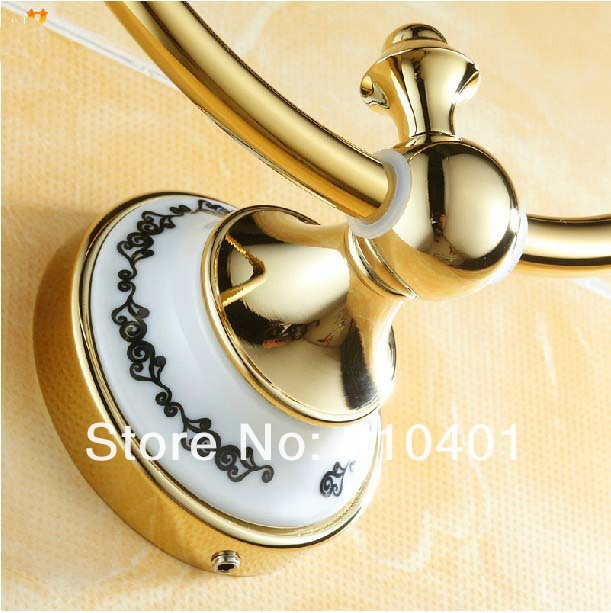 Wholesale And Retail Promotion NEW Modern Golden Bathroom Wall Mounted Towel Ring Towel Rack Holder Towel Bar
