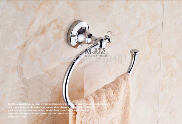 Wholesale And Retail Promotion NEW Modern Wall Mounted Towel Rack Holder Crystal Hanger Chrome Brass Towel Bar