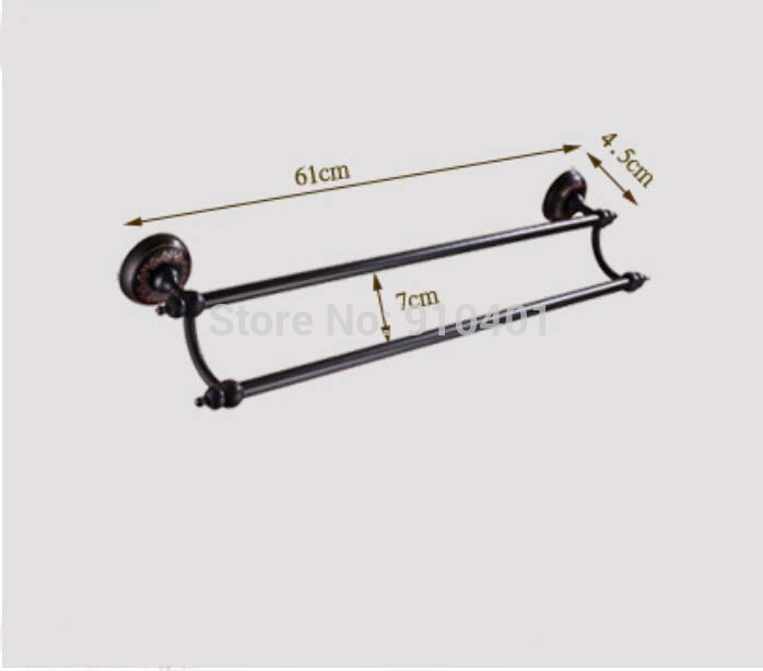 Wholesale And Retail Promotion Oil Rubbed Bronze Bathroom Towel Rack Holder Dual Towel Bar Hangers Wall Mounted
