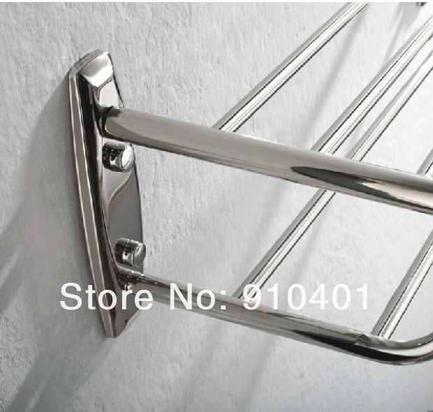 Wholesale And Retail Promotion Polished Chrome Brass Wall Mounted Bathroom Shelf Towel Rack Holder 2 Towel Bars