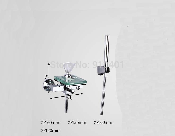 Wholesale And Retail Promotin Modern Wall Mounted Bathroom Tub Faucet Glass Waterfall Spout Hand Shower Mixer