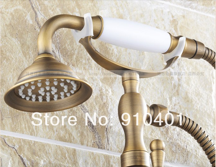 Wholesale And Retail Promotin NEW Antique Brass Wall Mounted Clawfoot Shower/ Bathroom Tub Mixer Faucet Shower