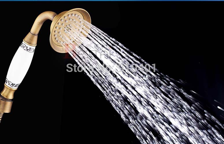 Wholesale And Retail Promotion Antique Brass Bathroom Shower Faucet Sliding Hand Shower Mixer Tap W/ Soap Dish