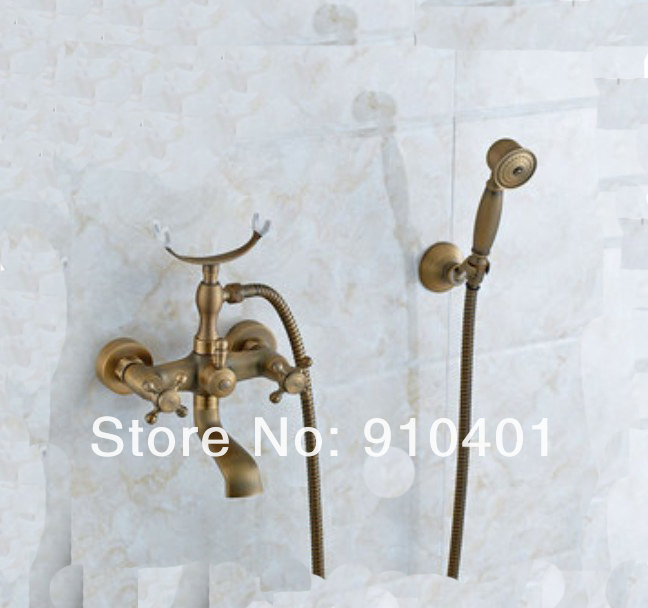 Wholesale And Retail Promotion Luxury Wall Mounted Antique Brass Bathroom Shower Faucet Tub Shower Mixer Tap
