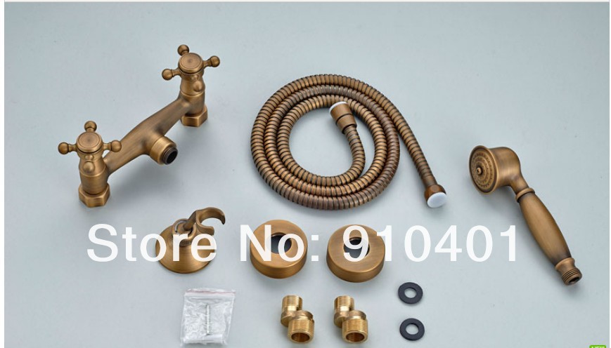 Wholesale And Retail Promotion Modern Antique Brass Wall Mounted Bathtub Faucet Hand Shower Mixer Tap Shower