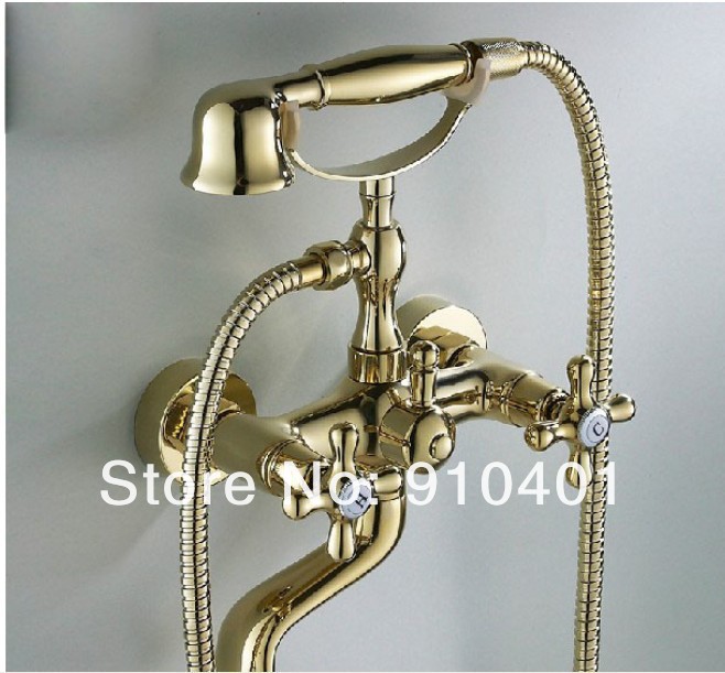 Wholesale And Retail Promotion Modern Golden Finish Wall Monted Bathroom Tub Faucet Solid Brass Tub Mixer Tap