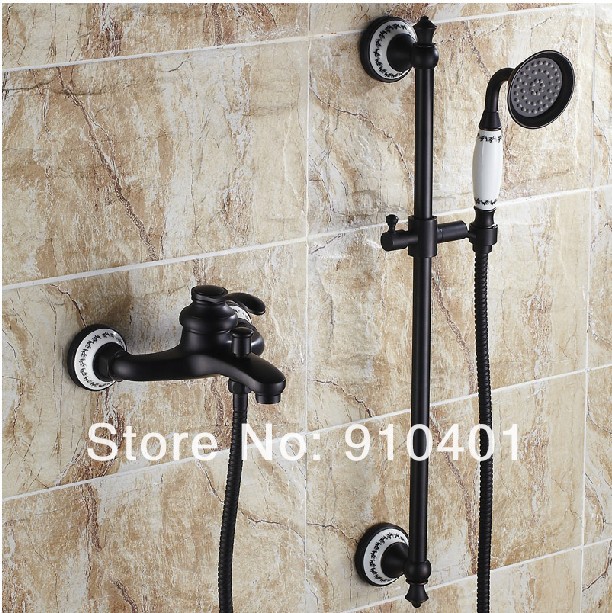 Wholesale And Retail Promotion NEW Oil Rubbed Bronze Wall Mounted Bathroom Shower Tub Faucet Hand Shower W/ Bar