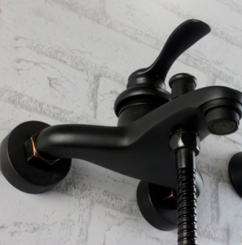Wholesale And Retail Promotion Oil Rubbed Bronze Wall Mounted Bathtub Faucet Set W/Handheld Shower Sprayer Tap