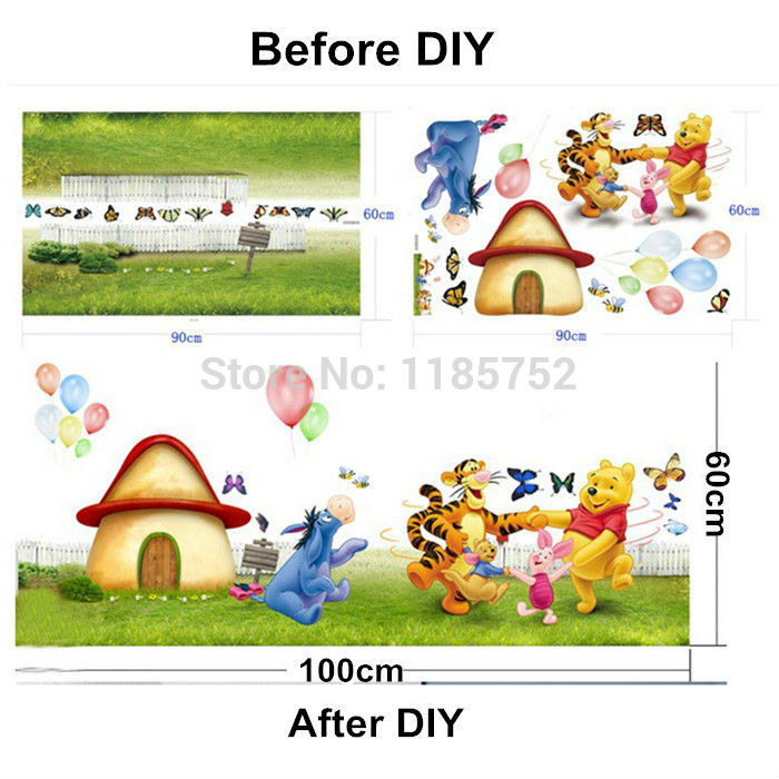 DIY Cartoon Wennie the Pooh Tigger Piglet Roo Eeyore Wall Stickers For Kids Room Home Decors Removable Wall Decals Wall Art