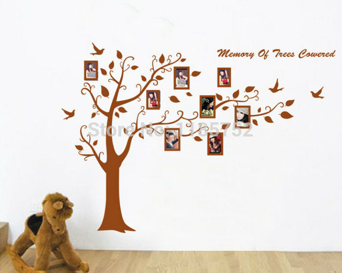 Family Photo Frame Tree Wall Stickers For Home Decor & Brown Tree With Photo Sticker For TV Background Complete Size 300*180cm